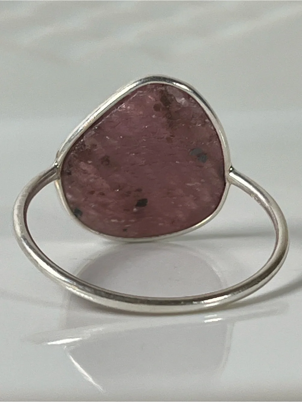 Solid Sterling Silver 925 Ruby Corundum Gemstone Flat Stacker Ring Size 11.5
